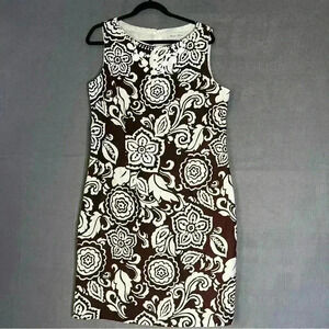 Elizabeth Howard Brown and Cream Linen Blend Dress size 16